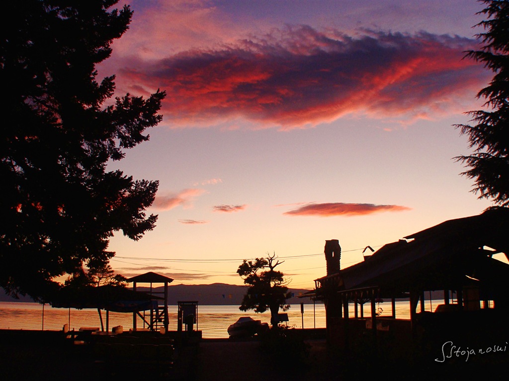 Po západu slunce, Lake Ohrid, Windows 8 téma HD Tapety na plochu #11 - 1024x768