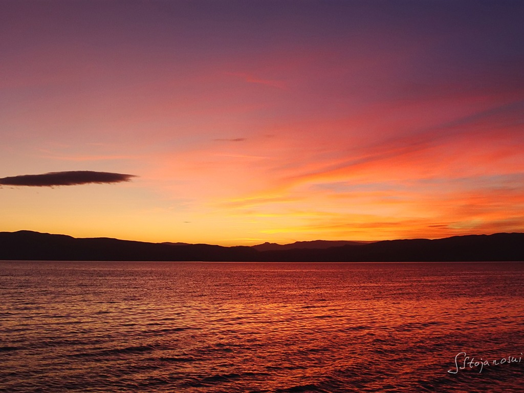 Po západu slunce, Lake Ohrid, Windows 8 téma HD Tapety na plochu #12 - 1024x768