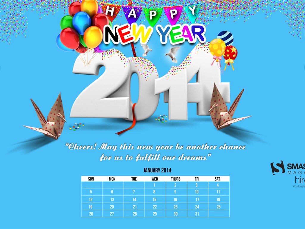 January 2014 Calendar Wallpaper (1) #1 - 1024x768
