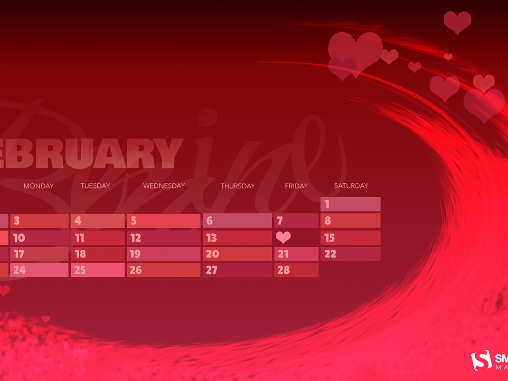 Février 2014 calendriers fond d'écran (1) #9 - 1024x768