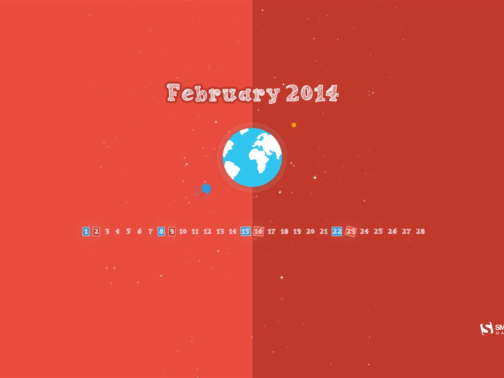 2014년 2월 달력 배경 화면 (1) #15 - 1024x768
