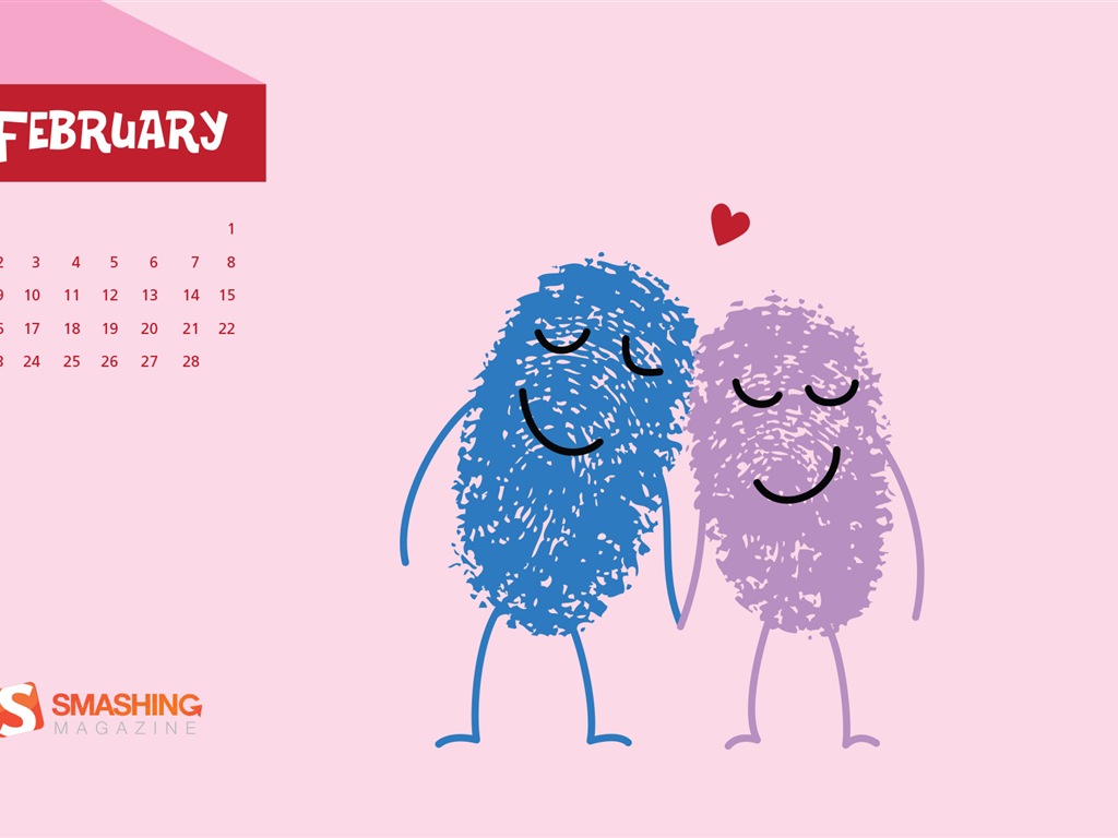 Февраль 2014 Календарь обои (2) #11 - 1024x768