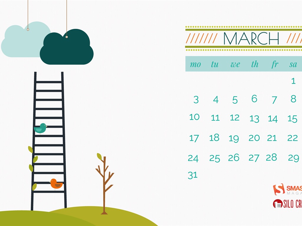 Март 2014 календарь обои (1) #12 - 1024x768