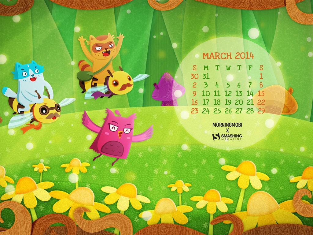 Март 2014 календарь обои (1) #16 - 1024x768