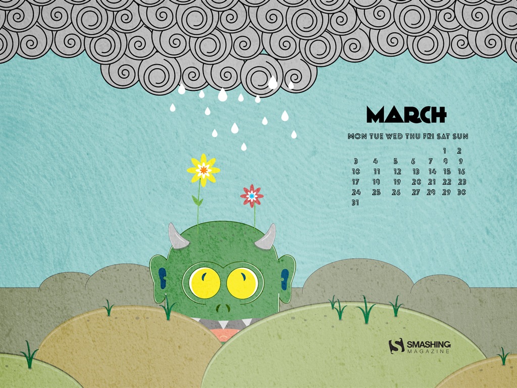 Mars 2014 calendriers fond d'écran (1) #17 - 1024x768