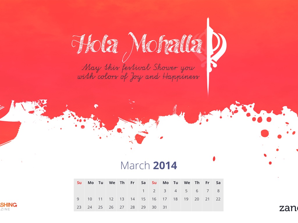 March 2014 calendar wallpaper (2) #2 - 1024x768