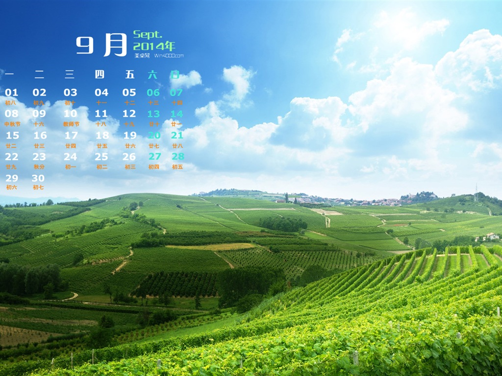 September 2014 Kalender Tapete (2) #8 - 1024x768