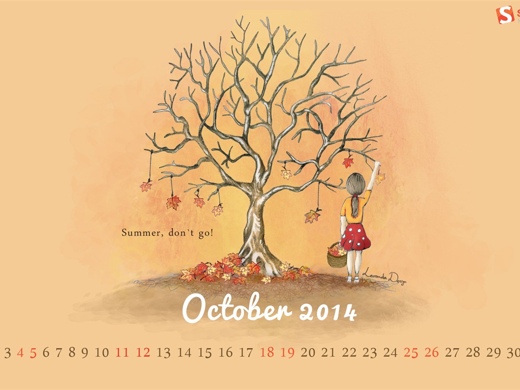 October 2014 Calendar wallpaper (2) #16 - 1024x768