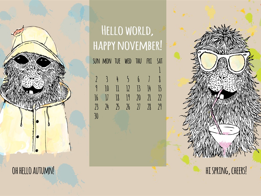 Ноябрь 2014 Календарь обои (2) #9 - 1024x768