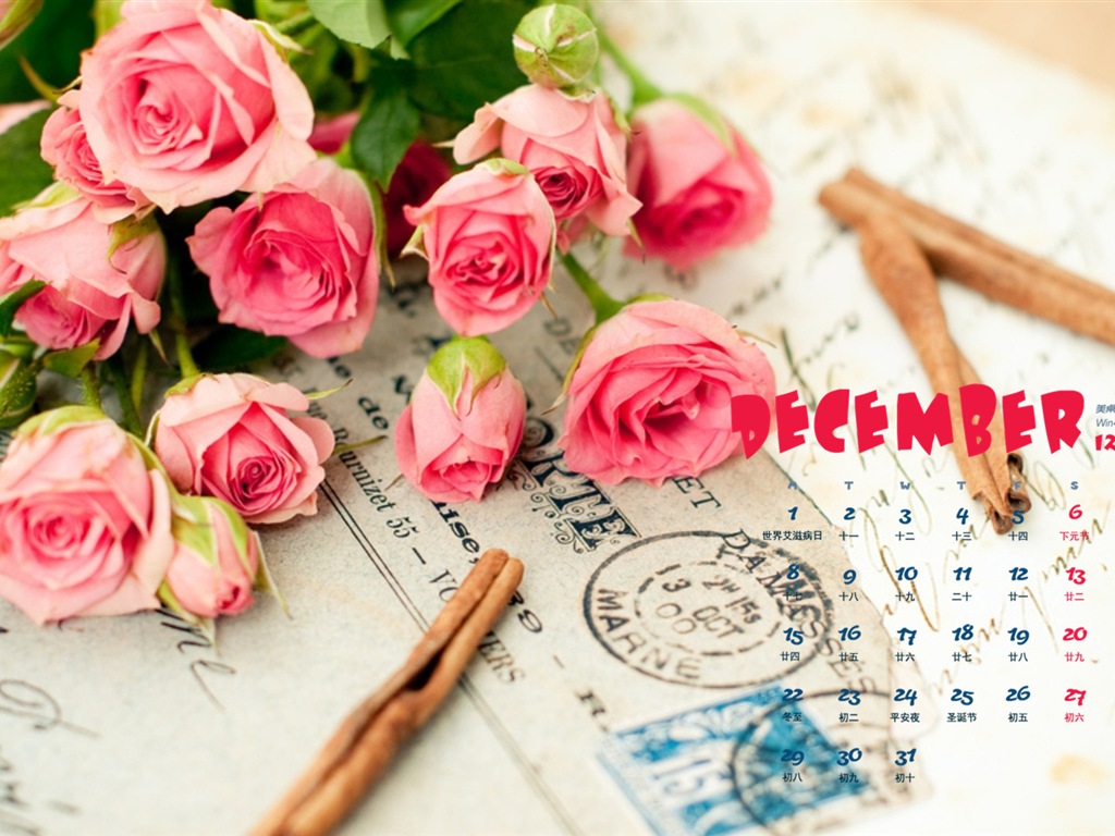 December 2014 Calendar wallpaper (1) #2 - 1024x768