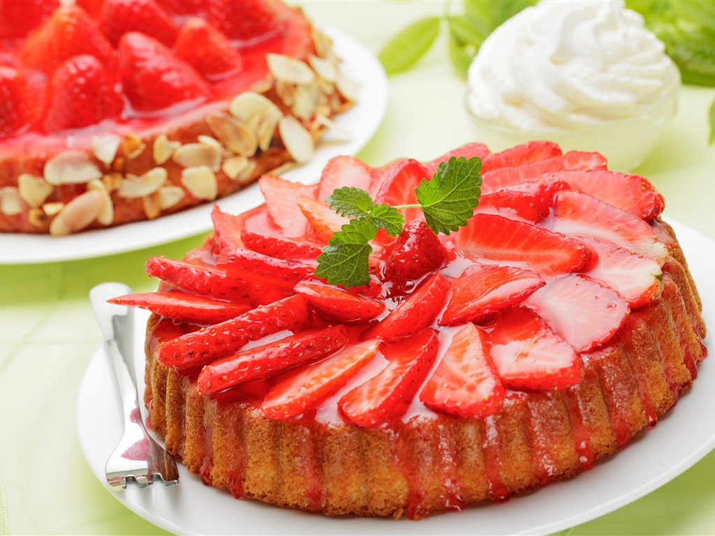 Délicieux gâteau fraises fonds d'écran HD #12 - 1024x768