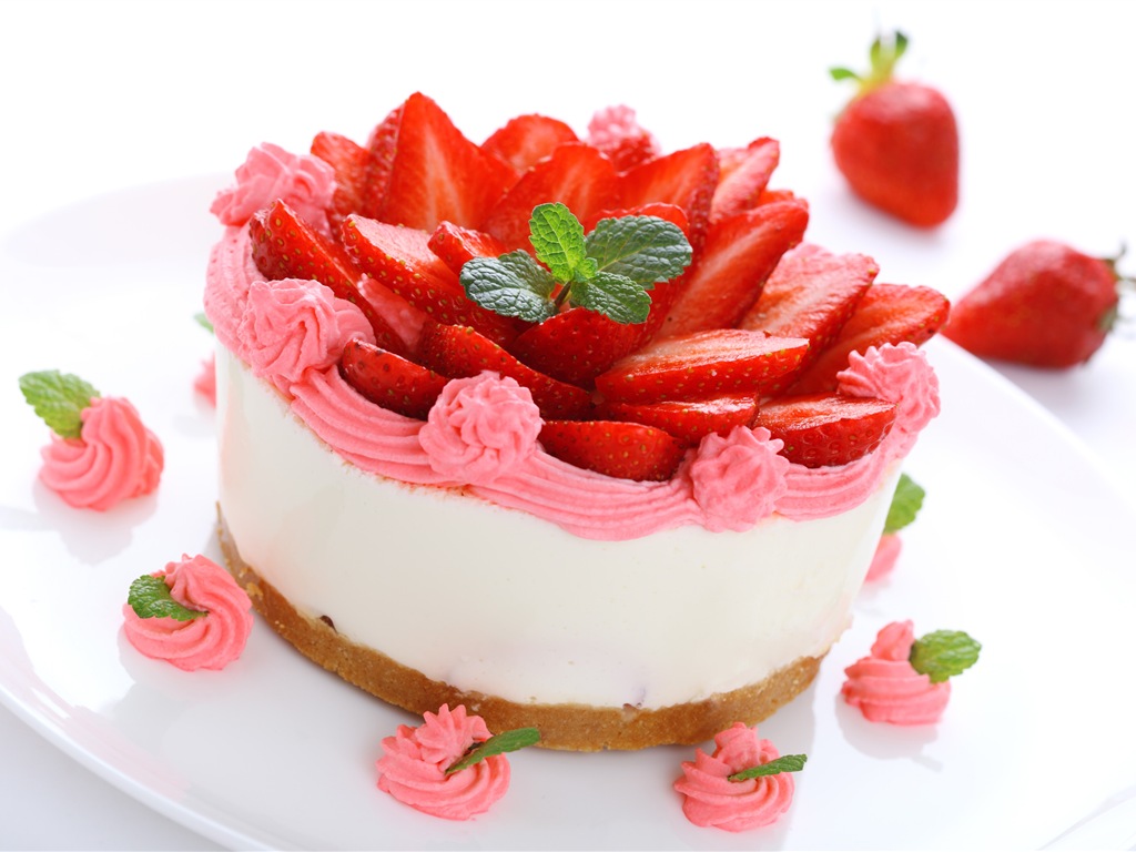 Délicieux gâteau fraises fonds d'écran HD #14 - 1024x768