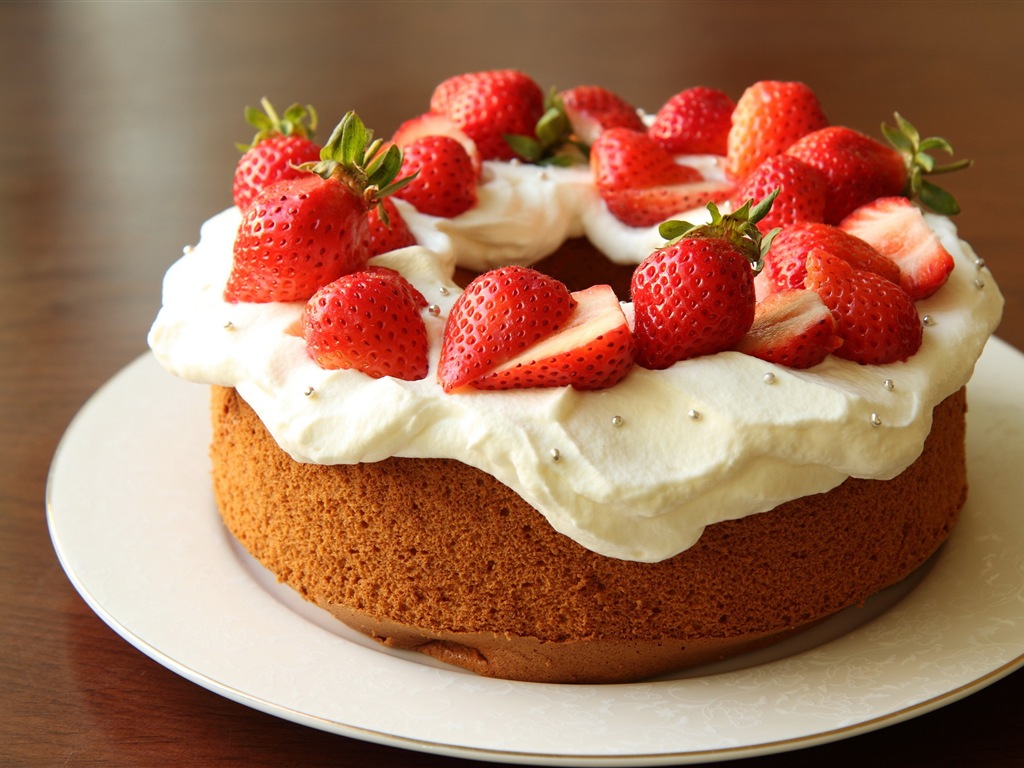 Délicieux gâteau fraises fonds d'écran HD #15 - 1024x768