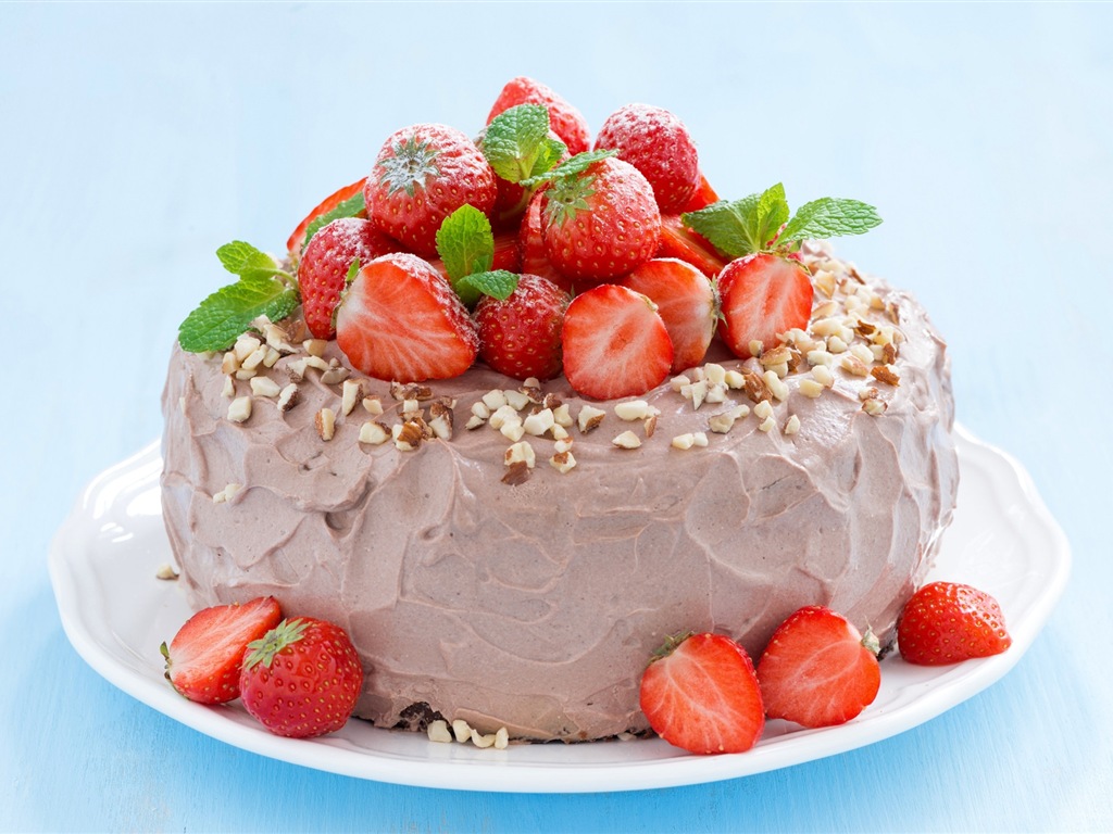 Délicieux gâteau fraises fonds d'écran HD #18 - 1024x768