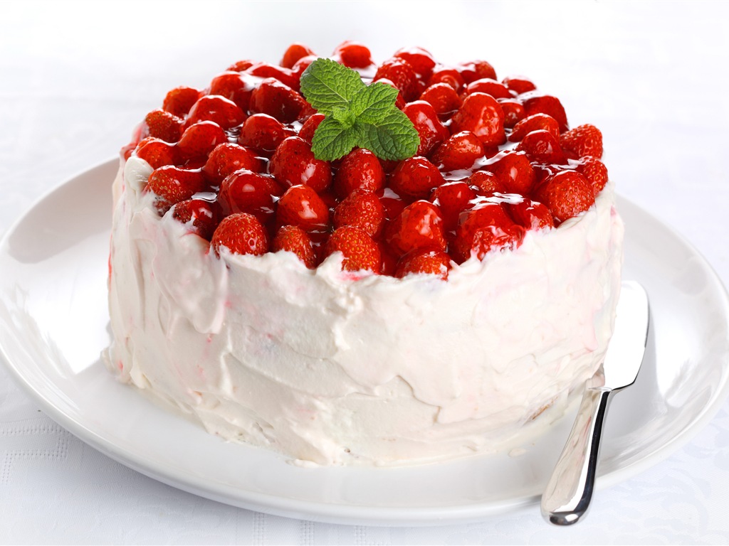 Délicieux gâteau fraises fonds d'écran HD #20 - 1024x768