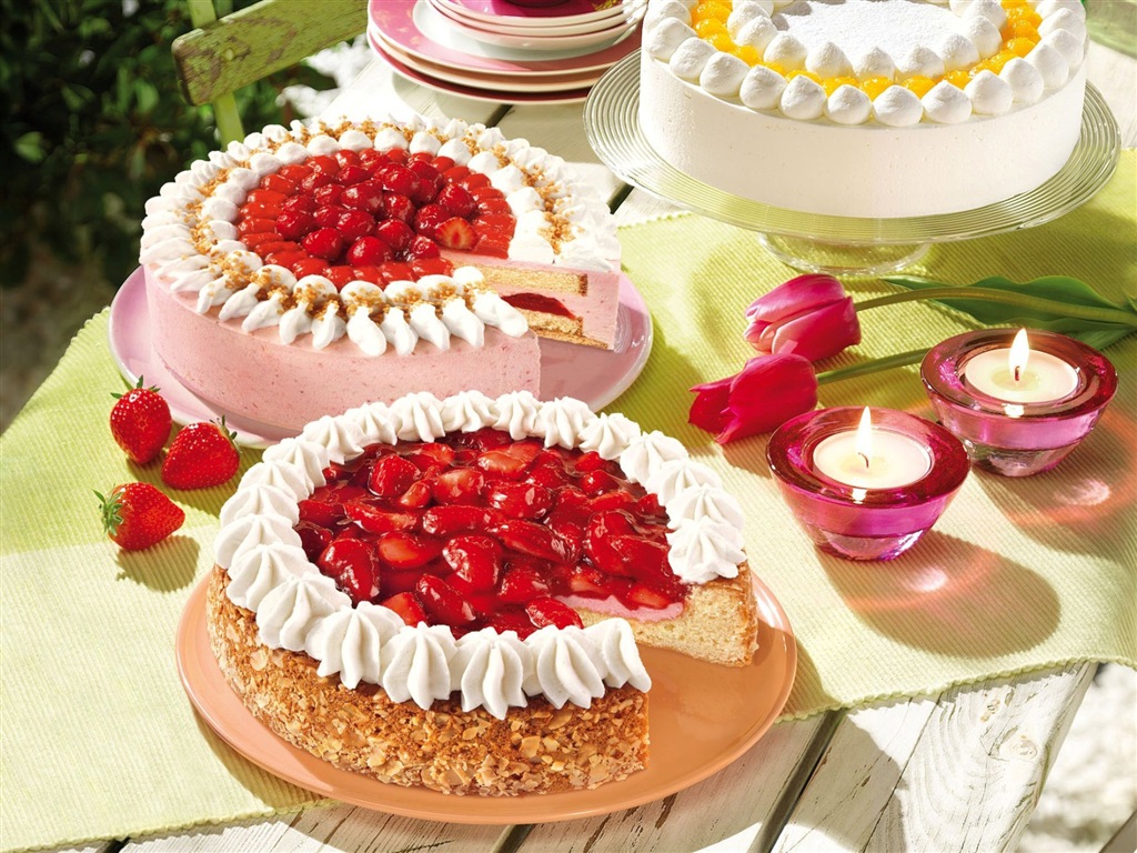 Délicieux gâteau fraises fonds d'écran HD #23 - 1024x768