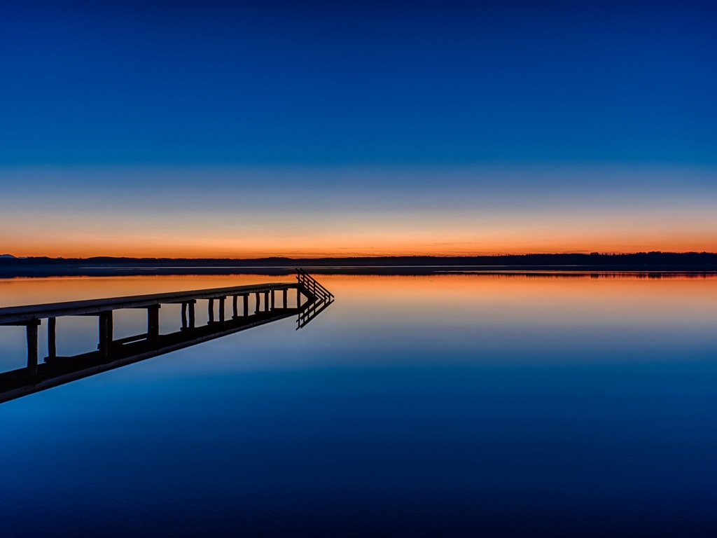 Lake a Boardwalk výhled soumraku HD tapety na plochu #12 - 1024x768