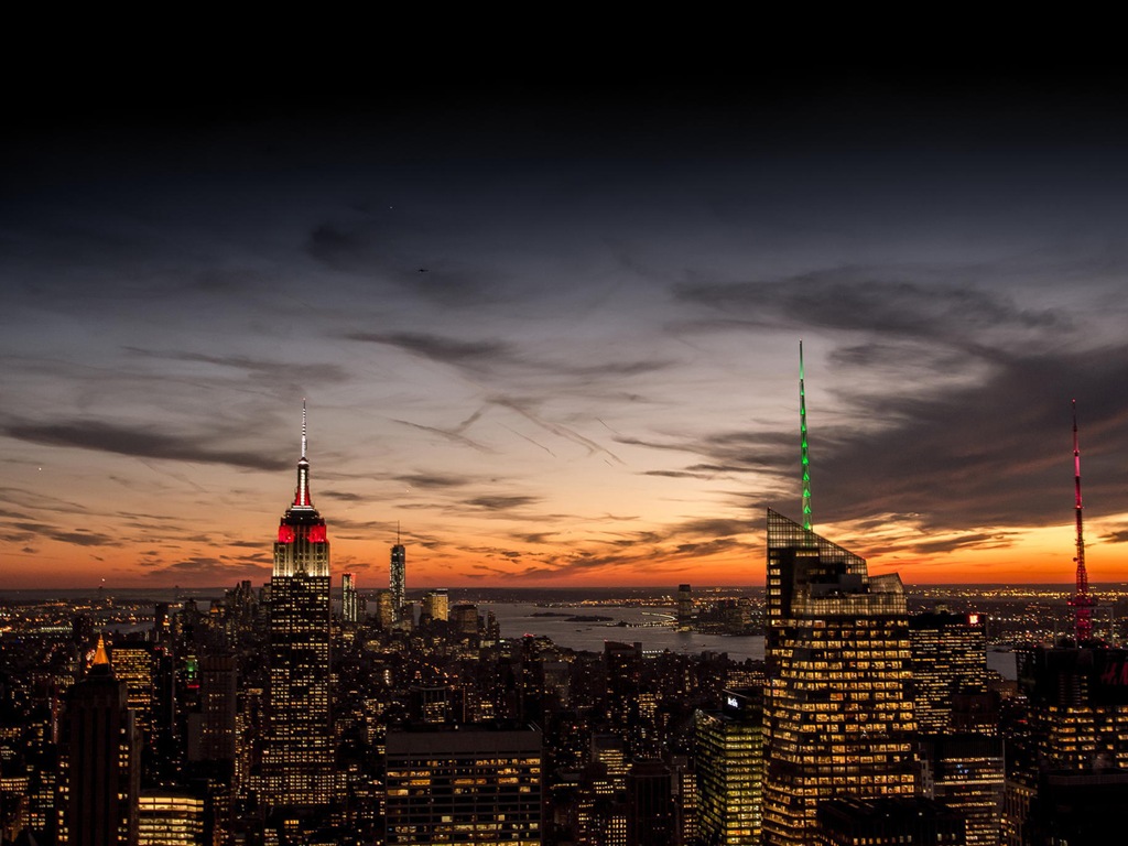 Empire State Building v New Yorku, město noci HD tapety na plochu #14 - 1024x768