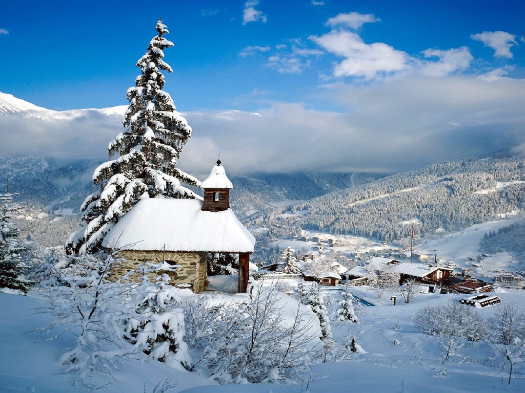 冬の雪の美しい風景のHDの壁紙 #20 - 1024x768