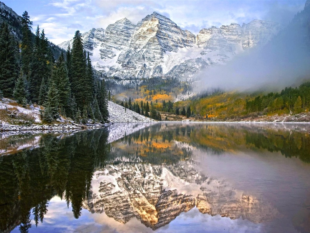 山脈の水の雲自然の美しさ、風景のHD壁紙 #16 - 1024x768