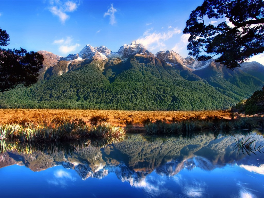 Mountains water clouds natural beauty landscape  HD wallpapers #17 - 1024x768