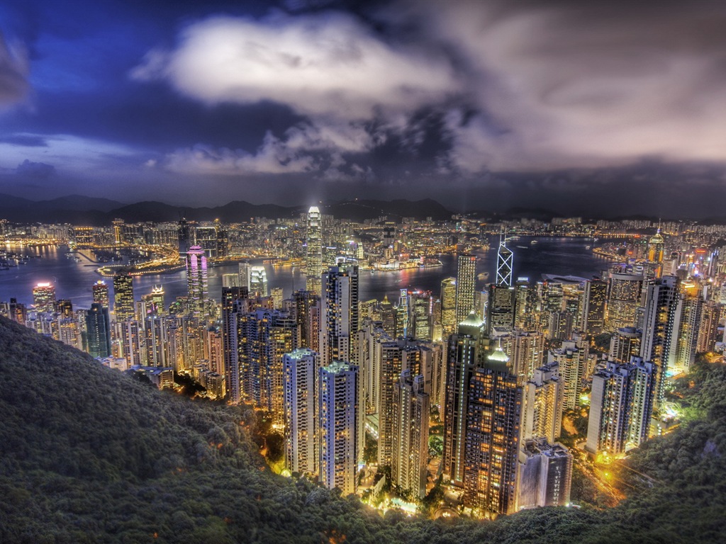 Городской пейзаж красивые обои HD Гонконга #19 - 1024x768