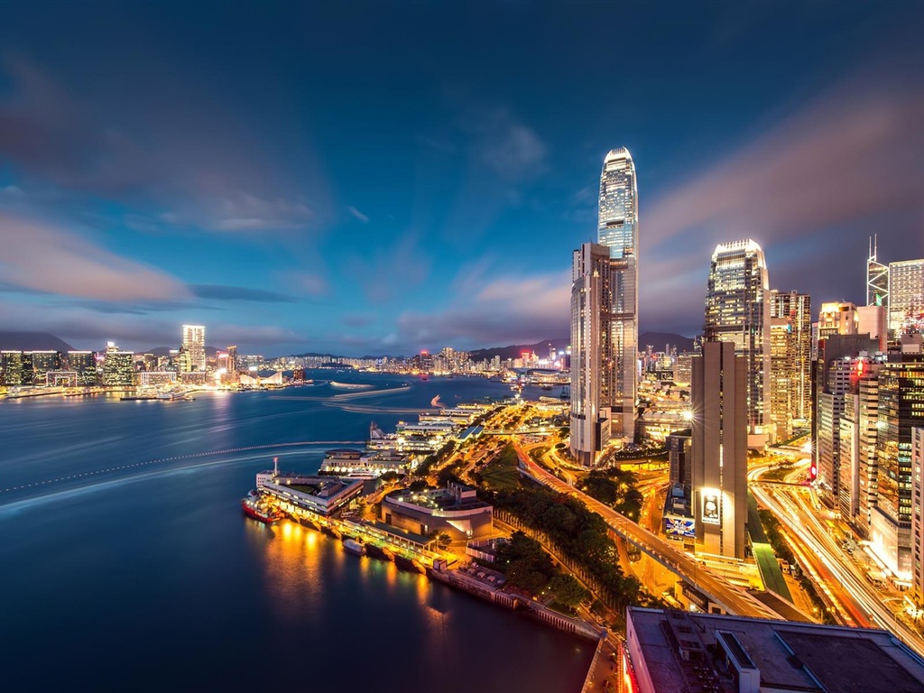 Городской пейзаж красивые обои HD Гонконга #20 - 1024x768