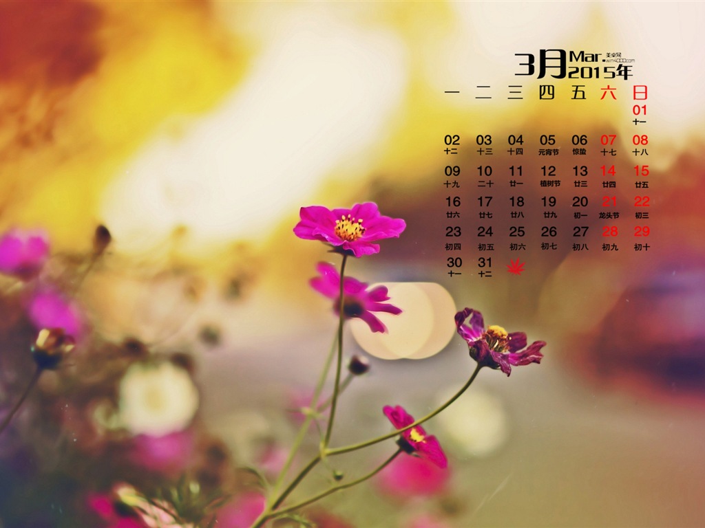 Март 2015 Календарь обои (1) #9 - 1024x768