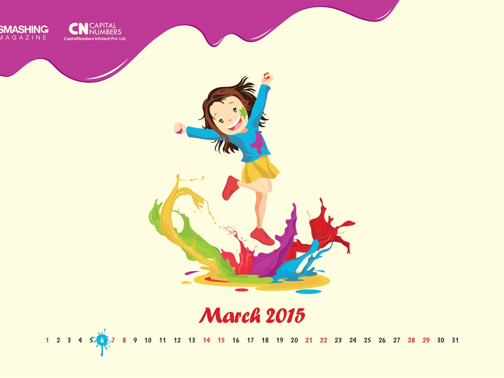 Март 2015 Календарь обои (2) #6 - 1024x768