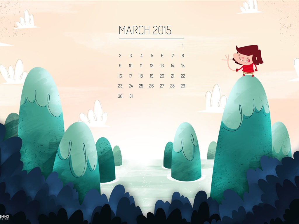 Март 2015 Календарь обои (2) #10 - 1024x768