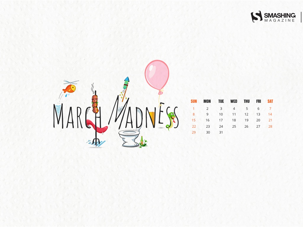 Март 2015 Календарь обои (2) #13 - 1024x768