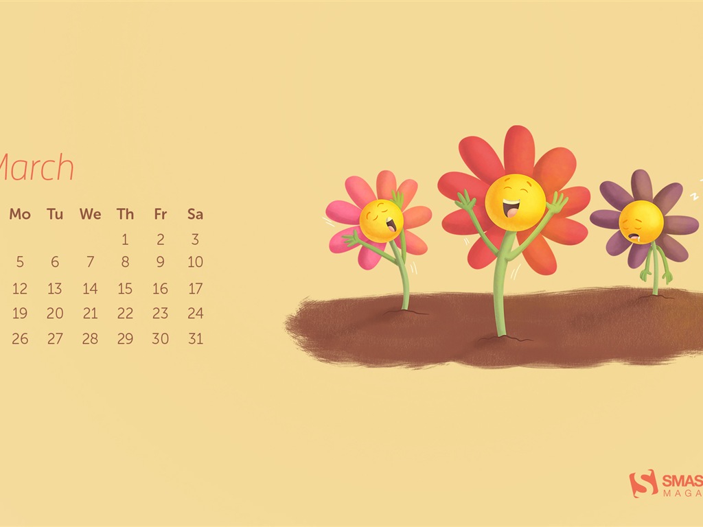 Март 2015 Календарь обои (2) #20 - 1024x768