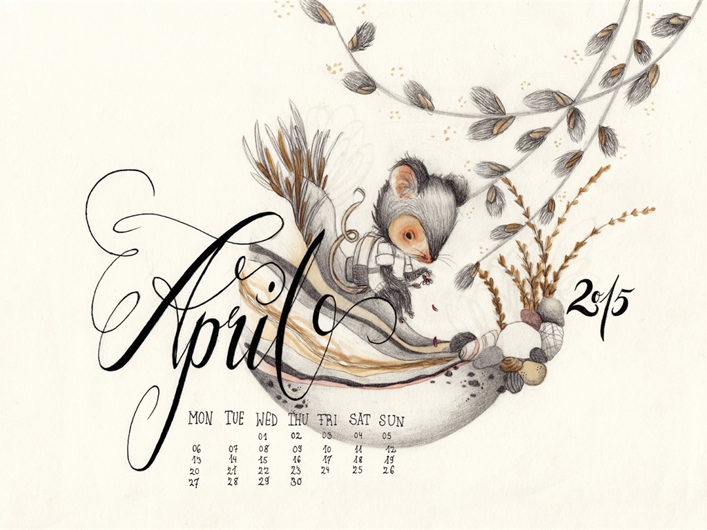 Апрель 2015 календарный обои (1) #15 - 1024x768