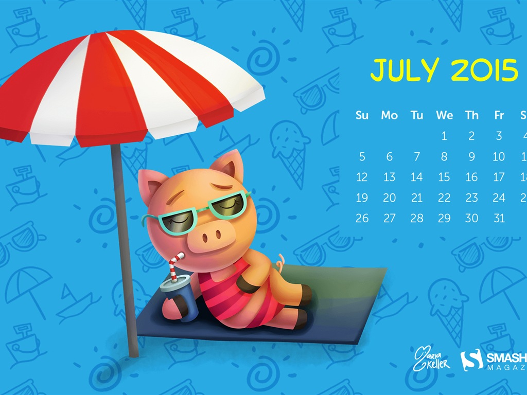 Juli 2015 Kalender Wallpaper (2) #6 - 1024x768