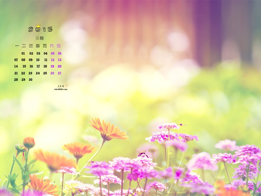 September 2015 Kalender Wallpaper (1) #11 - 1024x768