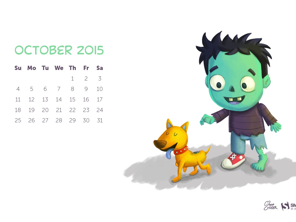 Октябрь 2015 календарный обои (2) #7 - 1024x768