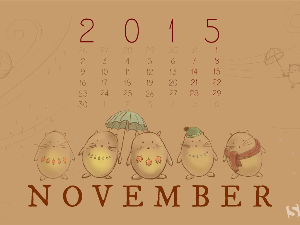 November 2015 Kalender Wallpaper (2) #17 - 1024x768