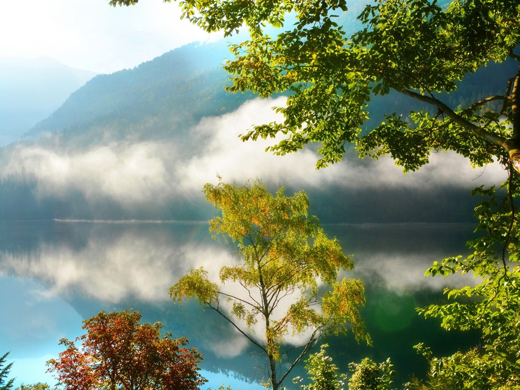 나무, 산, 물, 일출과 일몰, 자연 풍경의 HD 배경 화면 #40 - 1024x768