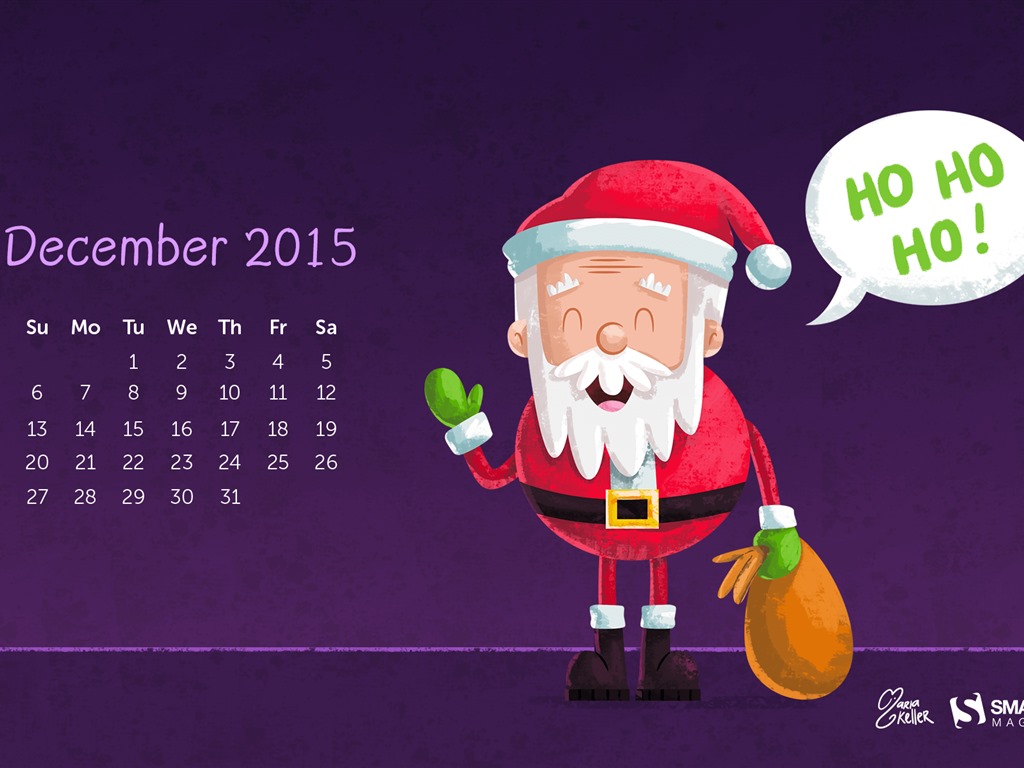 Декабрь 2015 Календарь обои (2) #2 - 1024x768