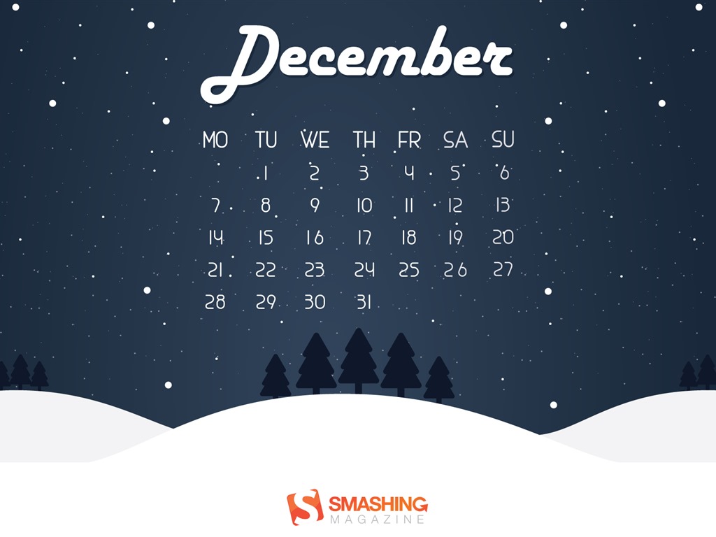 Декабрь 2015 Календарь обои (2) #7 - 1024x768