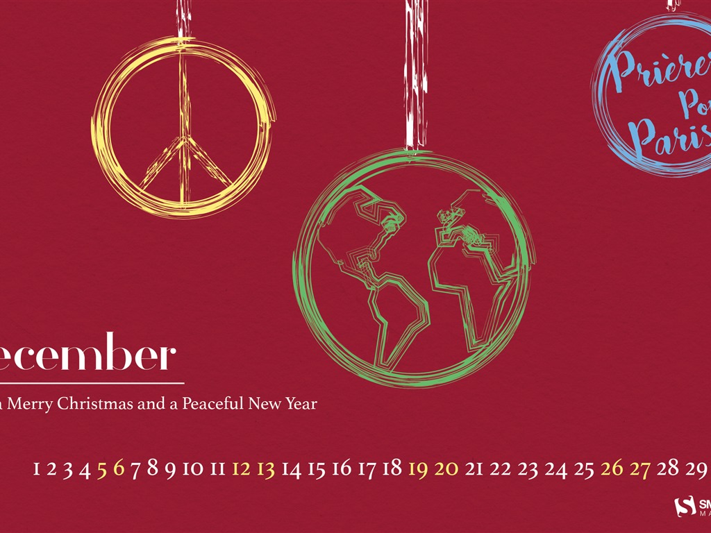 Декабрь 2015 Календарь обои (2) #14 - 1024x768