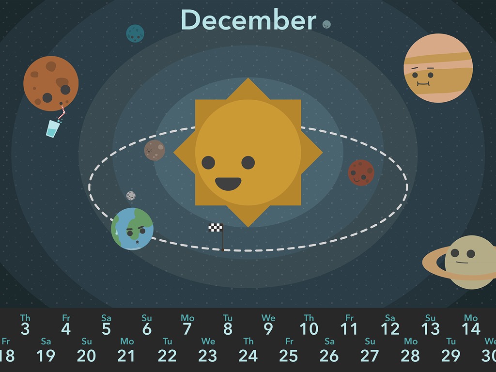 Декабрь 2015 Календарь обои (2) #16 - 1024x768