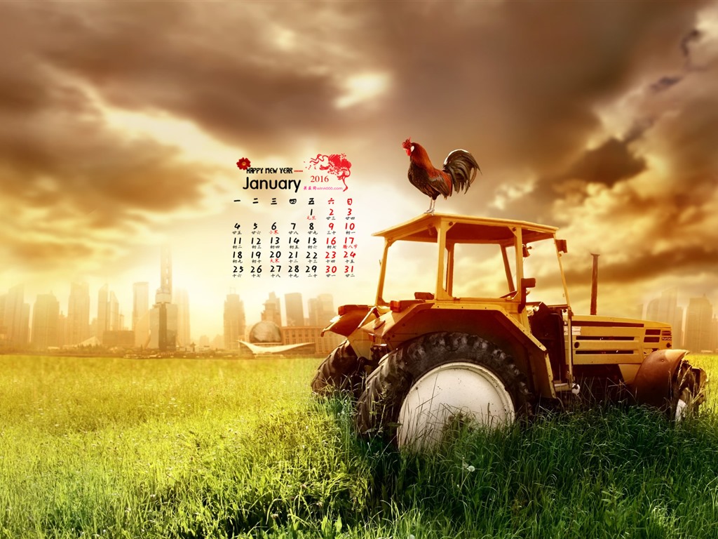 January 2016 calendar wallpaper (2) #2 - 1024x768