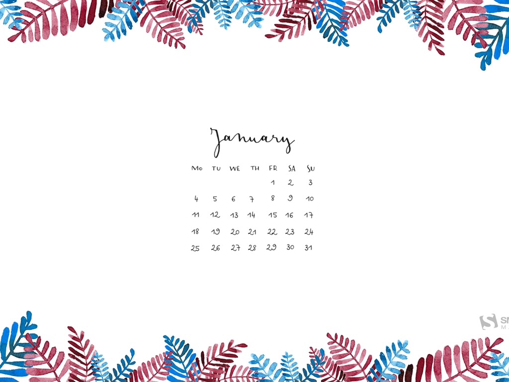 January 2016 calendar wallpaper (2) #8 - 1024x768