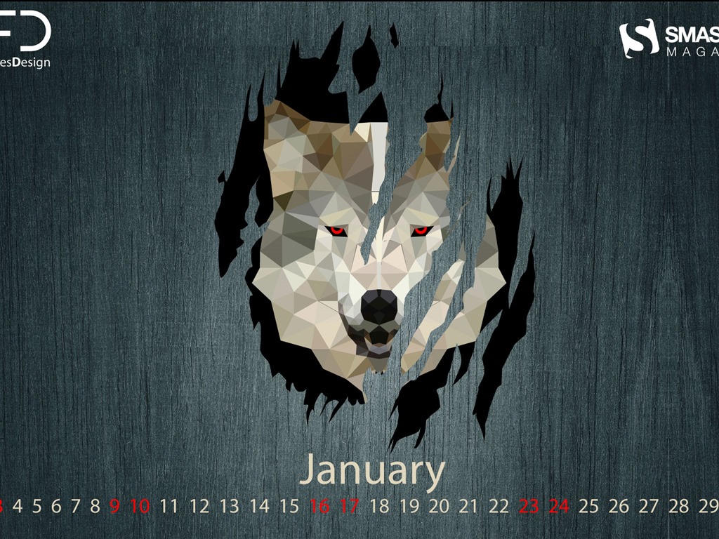 January 2016 calendar wallpaper (2) #20 - 1024x768