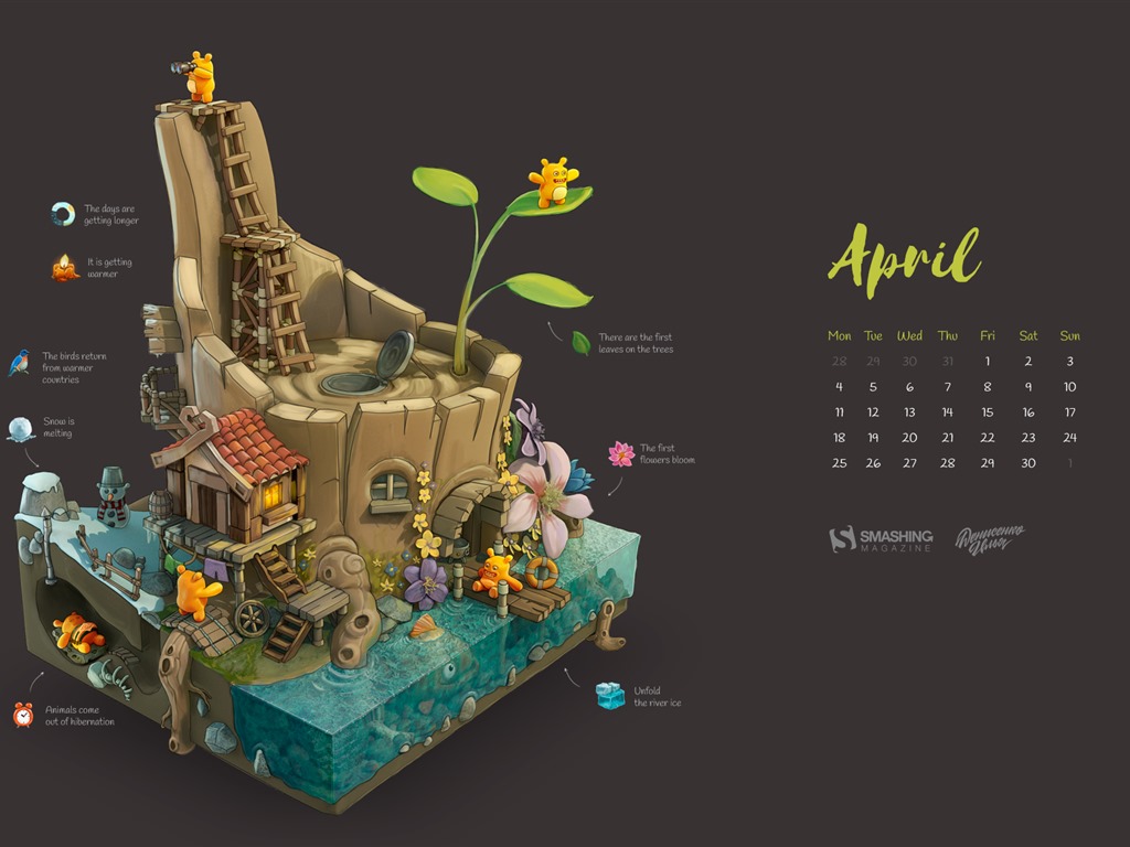 April 2016 calendar wallpaper (2) #17 - 1024x768