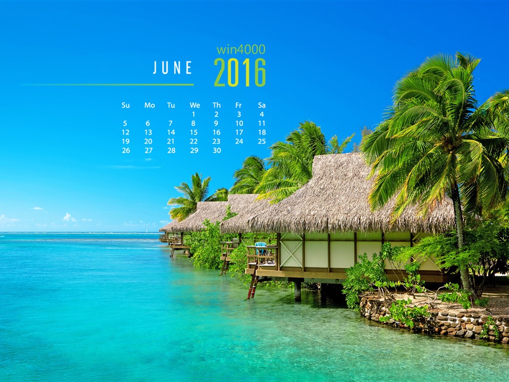 Juni 2016 Kalender Wallpaper (1) #1 - 1024x768