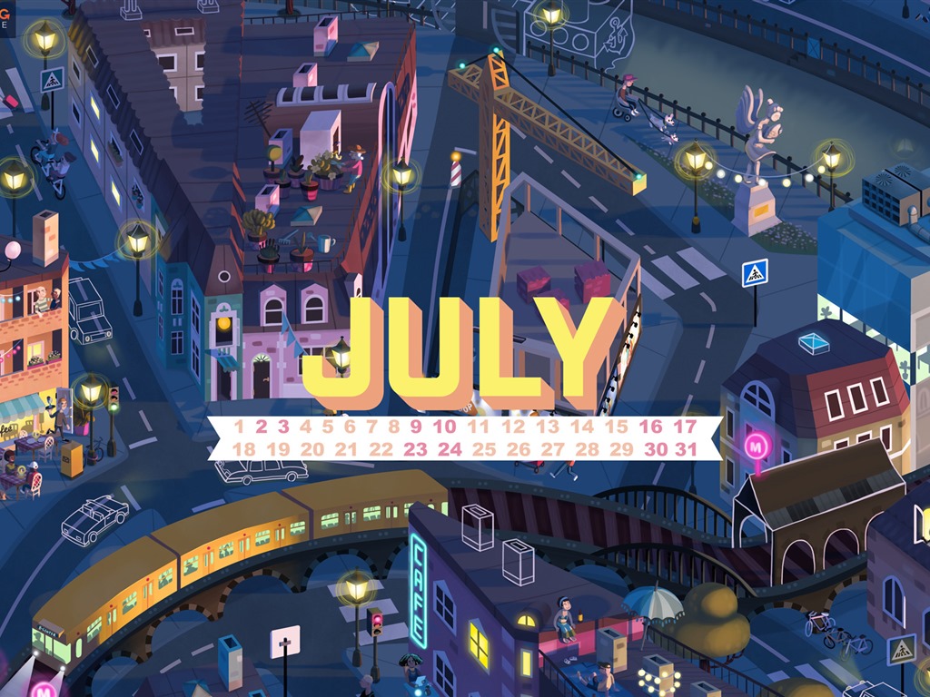 Juli 2016 Kalender Wallpaper (1) #1 - 1024x768
