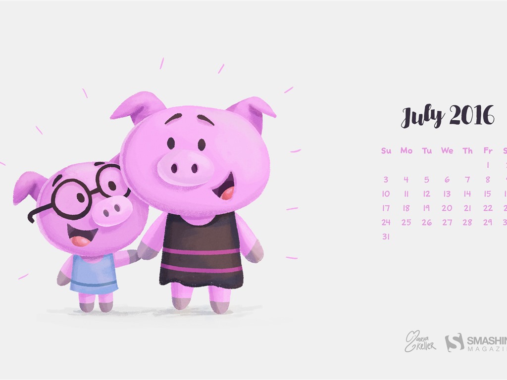 Julio 2016 fondo de pantalla de calendario (1) #15 - 1024x768