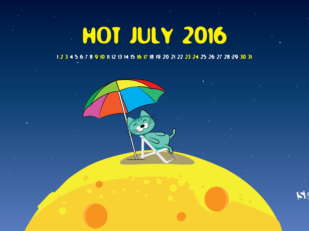 Julio 2016 fondo de pantalla de calendario (2) #19 - 1024x768